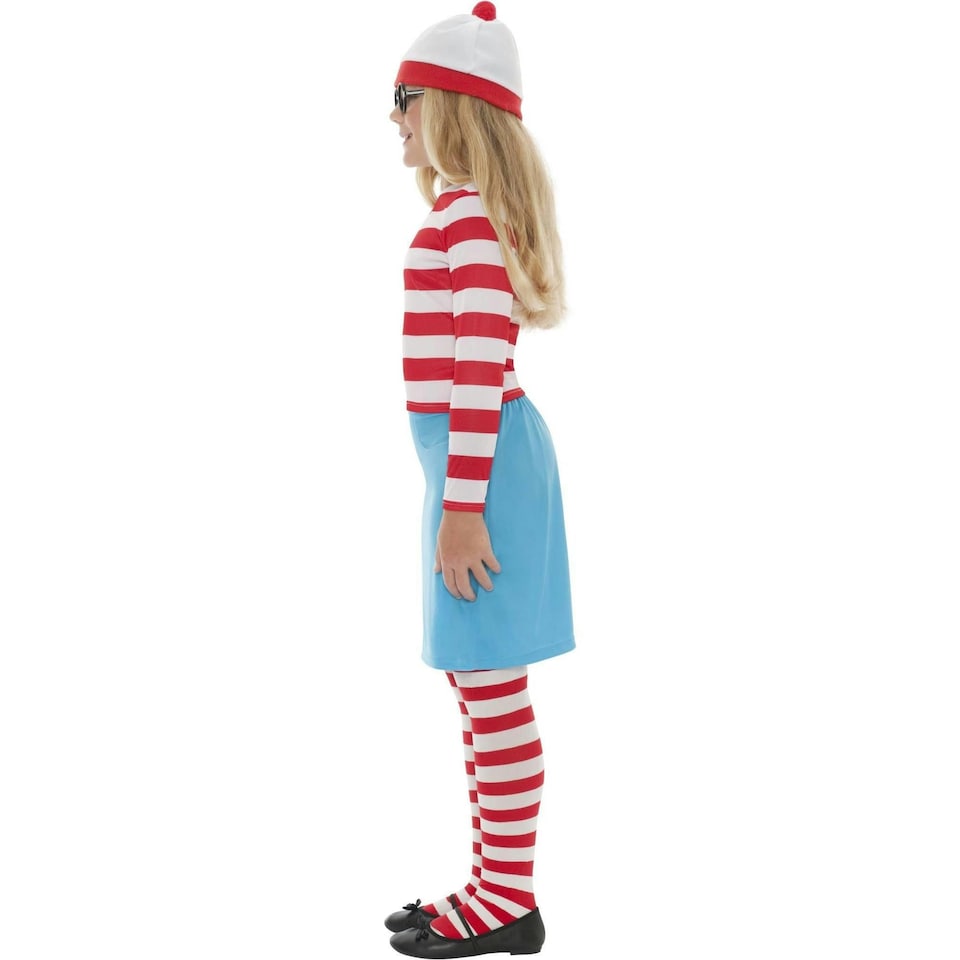 image 1 of Wheres Wally? Girls Wenda Costume Set - White/Red/Blue - 10-12 Years 10