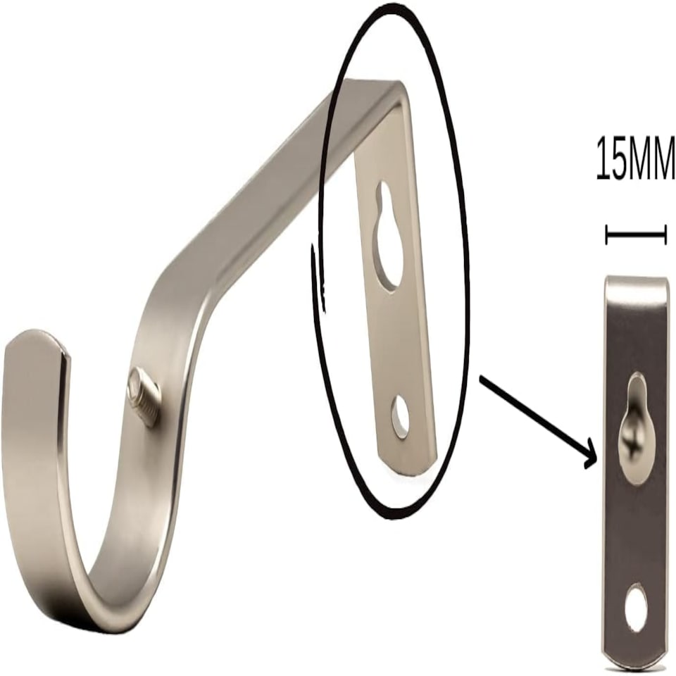 image 1 of Extendable Curtain Pole Crystal Metal Curtain Pole Set - Satin Nickel - 40cm to 144cm (15” to 57”)