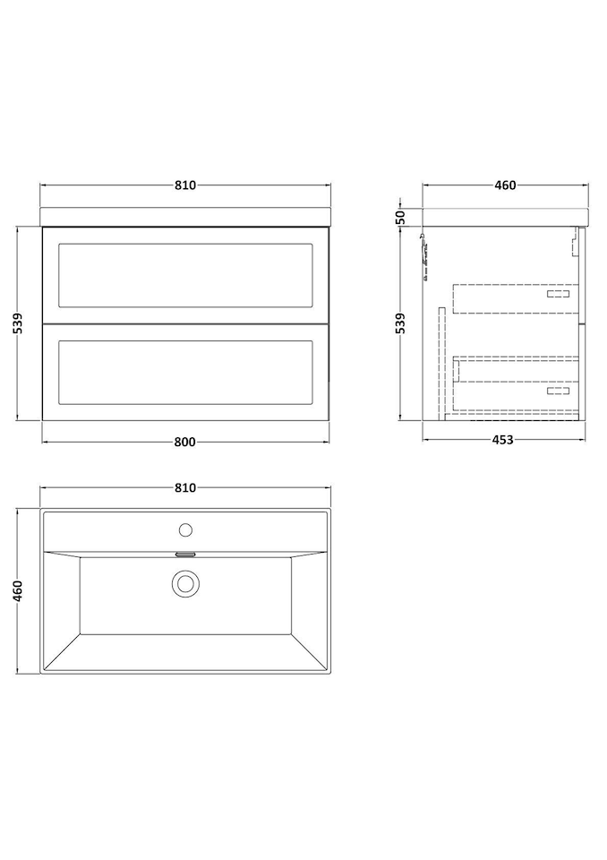 image 1 of Stonnall Traditional Wall Hung 2 Drawers Vanity Unit with Thin-Edge Ceramic Basin, 800mm, Reed Green