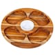 image 1 of Stolf Round Teak Wood Snack Serving Board 5 Divisions with Porcelain Bowl 35.5 x 2.4cm