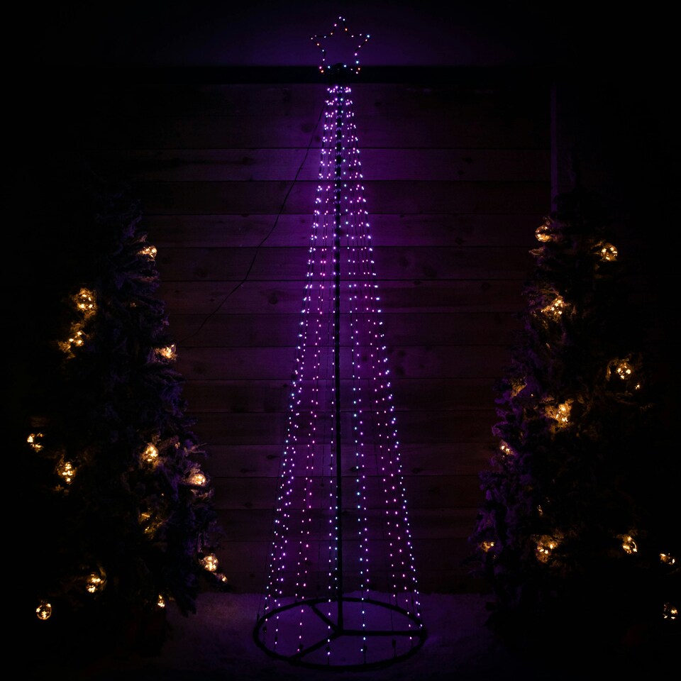 image 1 of 4m (13ft) Light up Christmas Pyramid Cone Tree with 1374 Multi-Action Rainbow LEDs