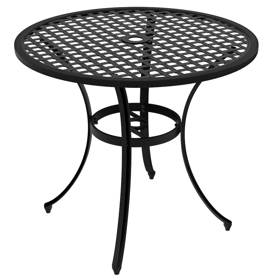 image 1 of Outsunny Cast Aluminium Bistro Table with Umbrella Hole, Black