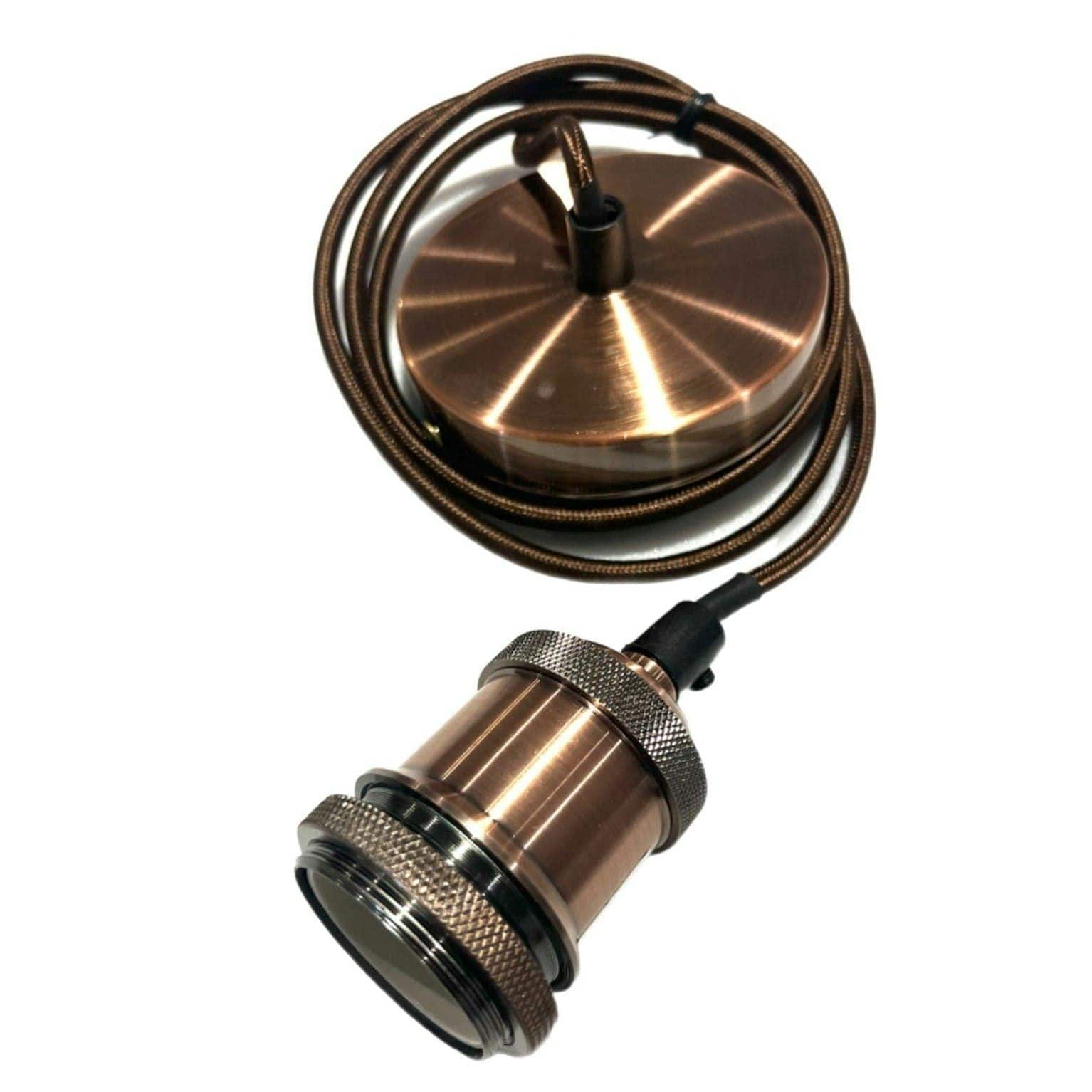 CGC CASSIE Copper 1.5m Adjustable E27 Ceiling Pendant with Matching Ceiling Rose Copper Copper Ceiling rose diameter: 10 cm, depth: 2 cm Total height