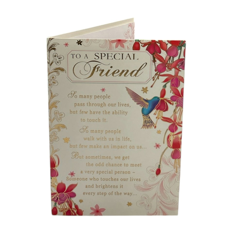 image 1 of Special Friend Bird And Red Flower Design Greeting Card