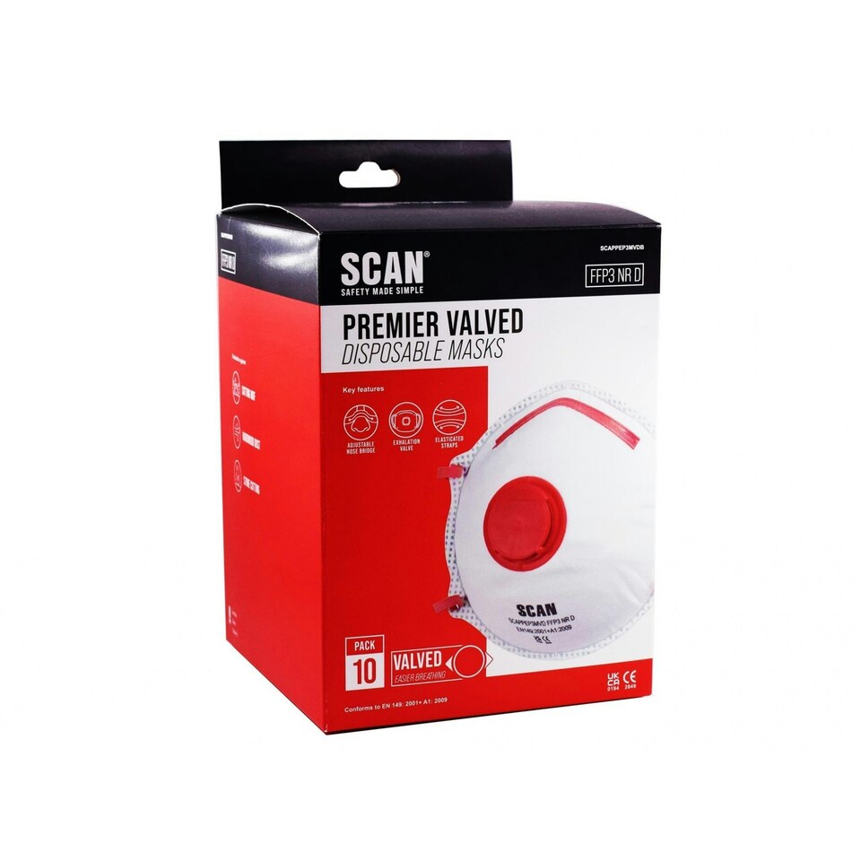 image 1 of Scan Moulded Disposable Valved Mask - Multi Colour - Box of 10