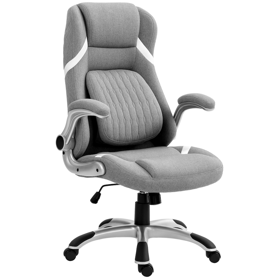 image 1 of Vinsetto Fabric Office Desk Chair with Adjustable Height Tilt Function Grey