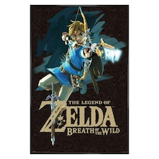 Gloss Black Framed Zelda Breath of the Wild Game Cover Maxi Poster | Multi