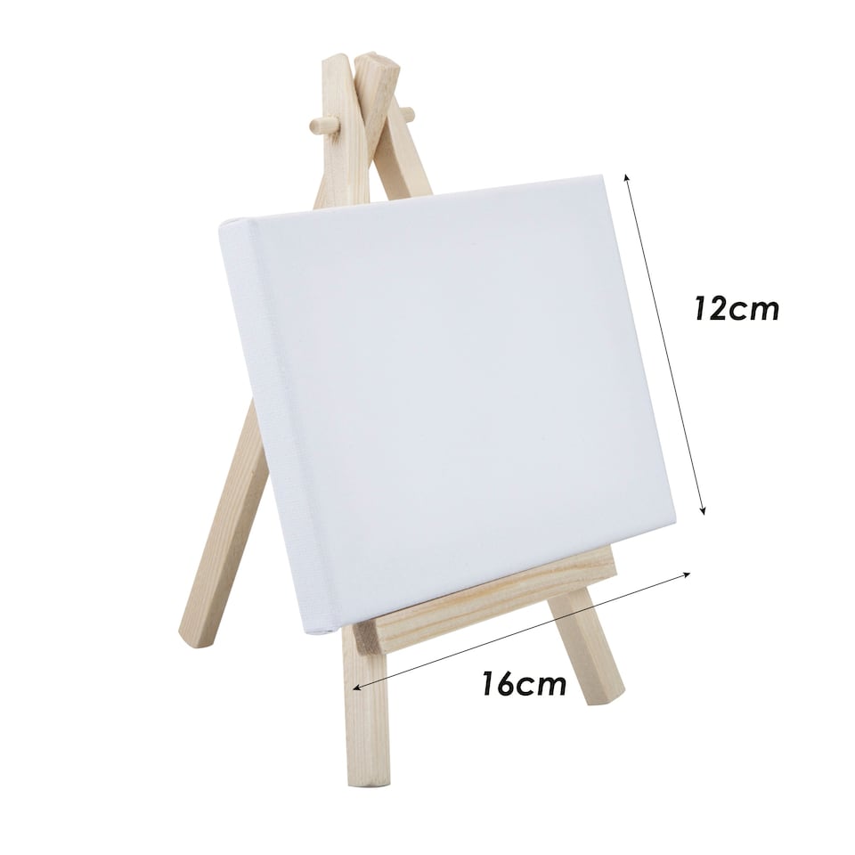 image 1 of PMS Small Canvas & Wooden Easel Set - 16 x 12 cm cotton canvas