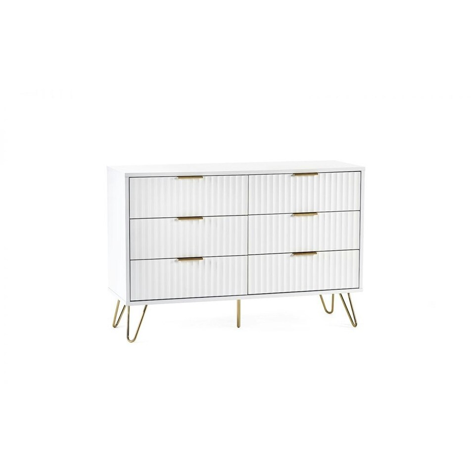 image 1 of Matte White 6 Drawer Chest