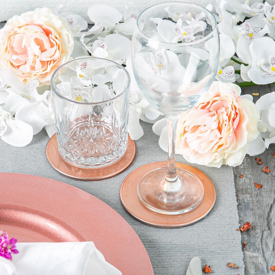 image 1 of Argon Tableware Metallic Coasters - 10cm - Rose Gold - Pack of 6