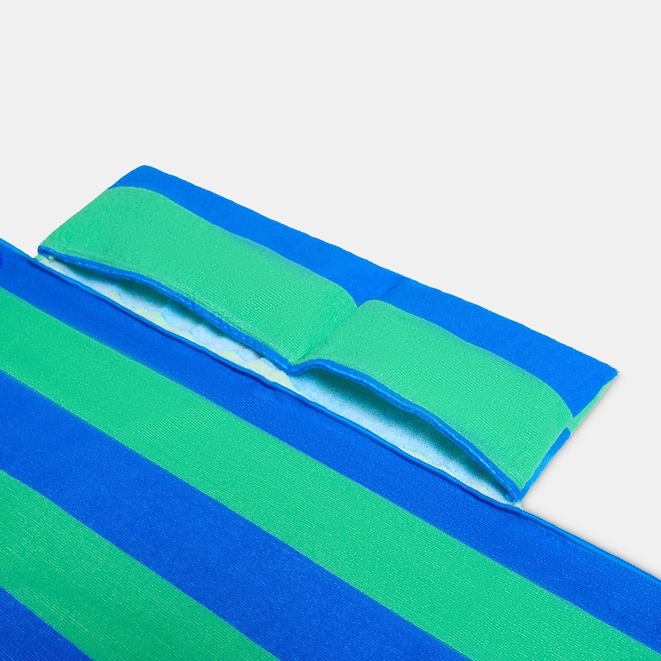 image 1 of OHS Stripes Beach Towel with Bag Quick Dry Absorbent Travel Spa | Multi | Blue/Green | One size