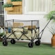 image 2 of Outsunny 180L Folding Garden Trolley Wagon Cart w/ Extendable Side Walls, Black