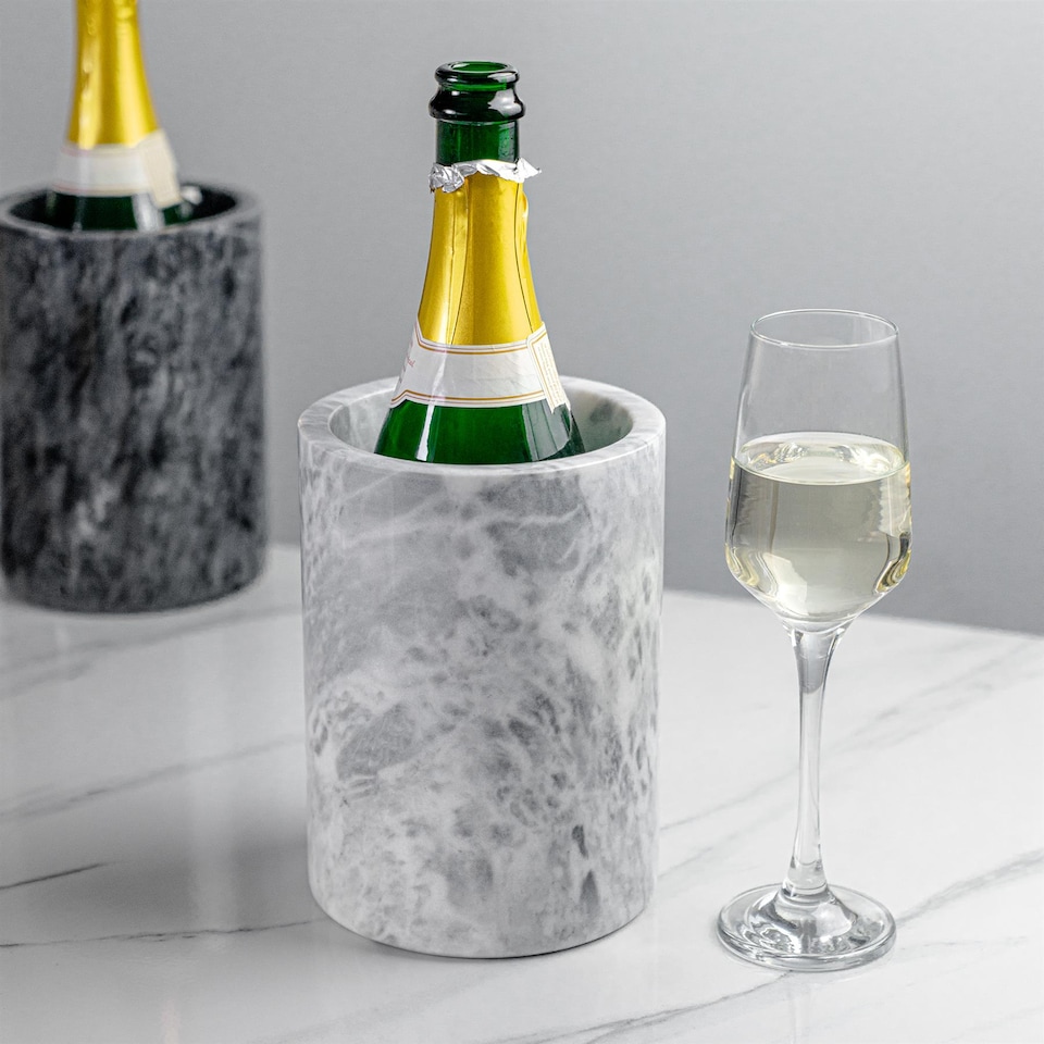 image 1 of Argon Tableware Marble Wine Bottle Cooler - 13cm - Grey | Grey | Grey