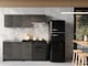 image 6 of Kitchen Cabinets 5 Unit with Sit On Sink Black Grey Complete Kitchenette 180cm DIY Set Fitted Kitchen Package with Worktop Lina