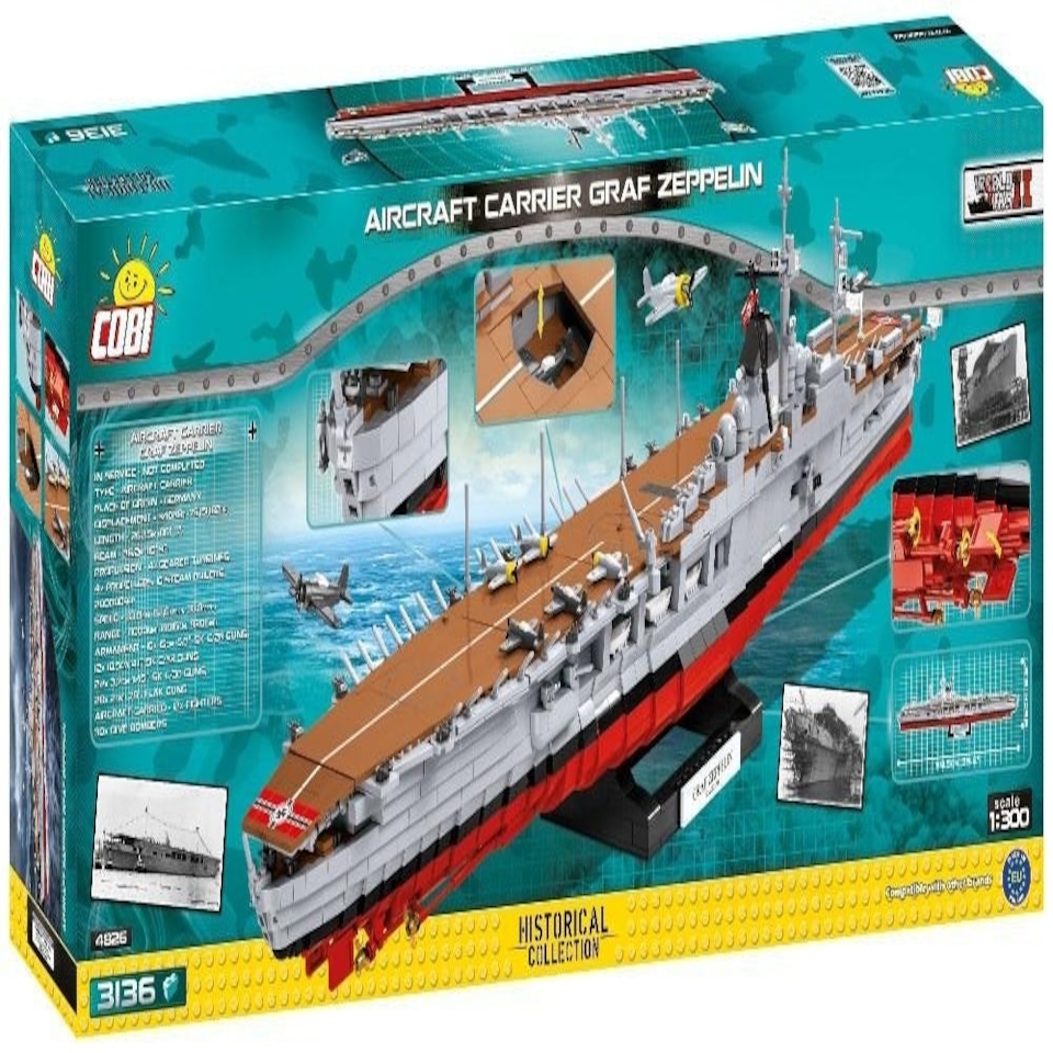 image 1 of WWII Aircraft Carrier Graf Zeppelin brick model - COBI 4826 - 3136 bricks