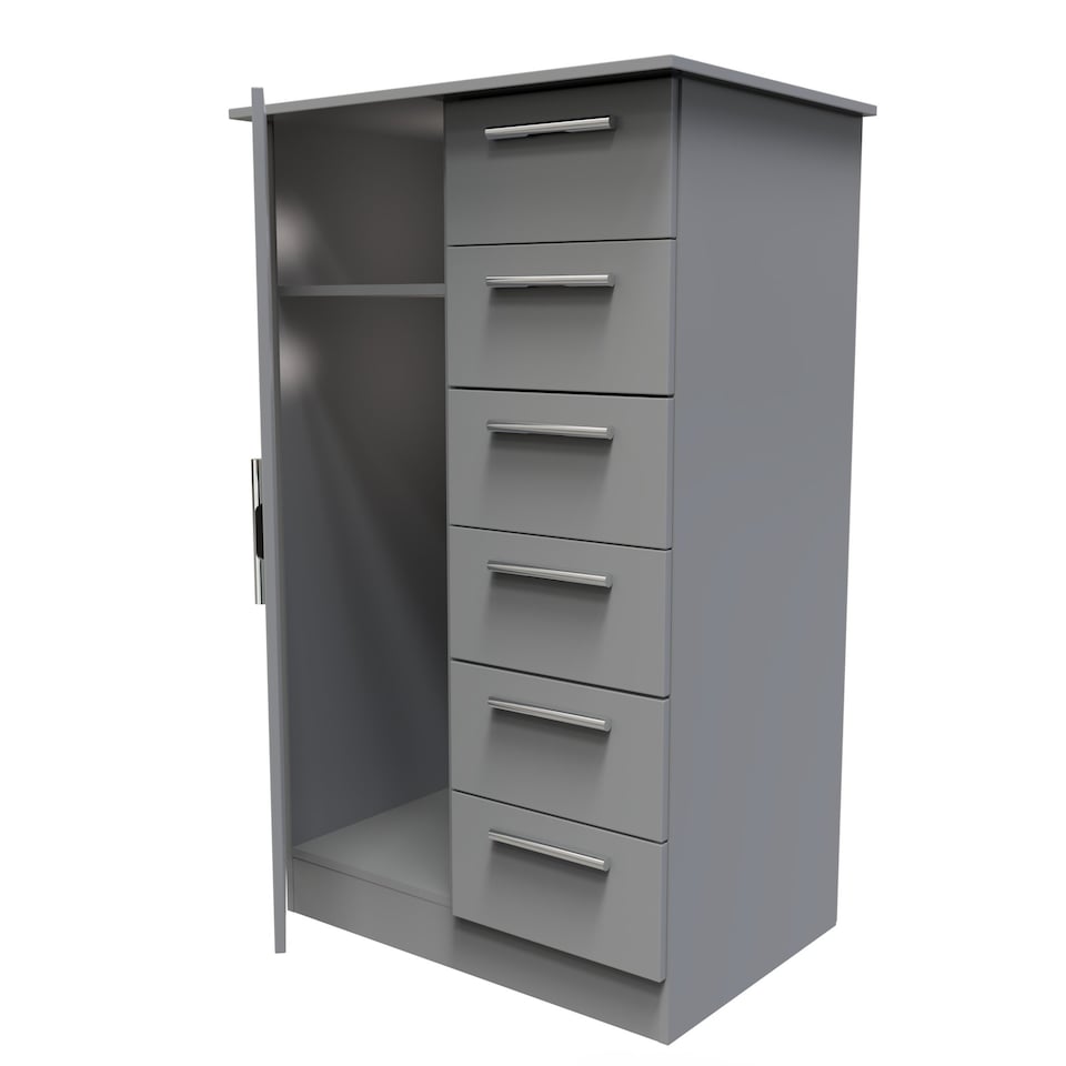 image 1 of Trent 5 Drawer 1 Door Childrens Wardrobe in Dusk Grey (Ready Assembled) | Grey | Dusk Grey
