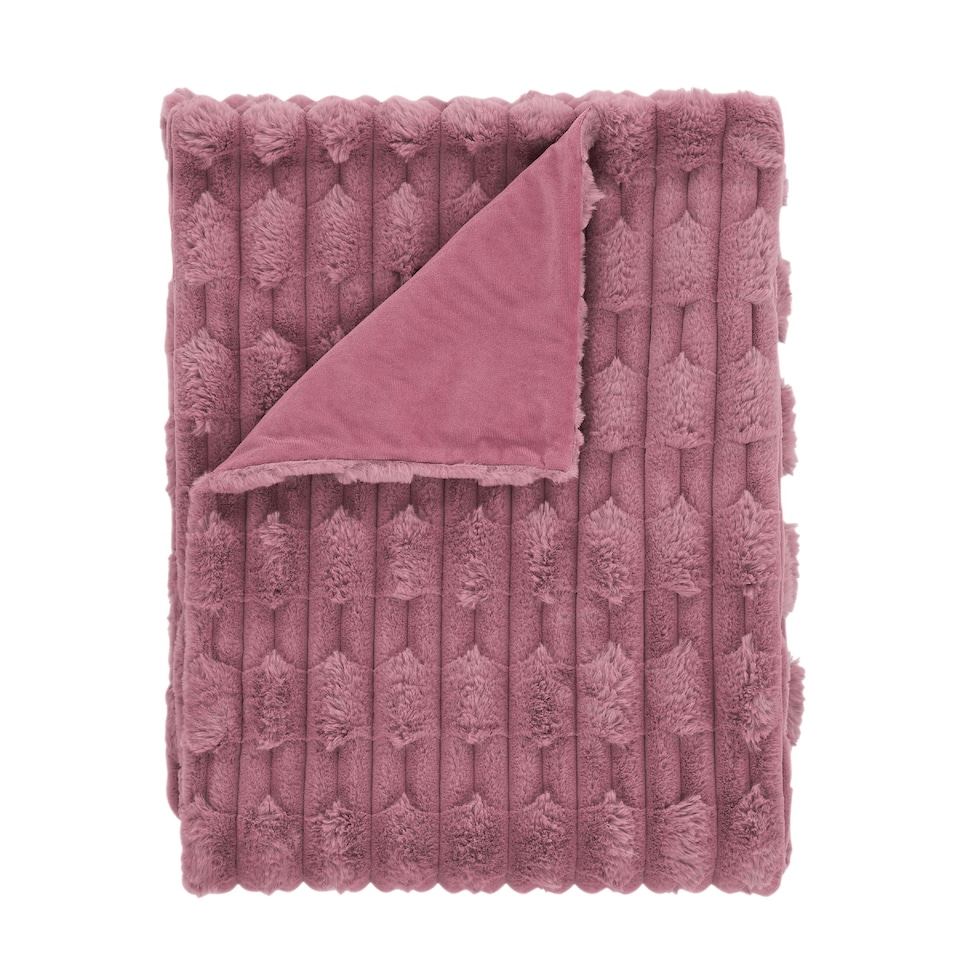 image 1 of Bianca So Soft Carved Faux Fur Blanket Throw | Pink