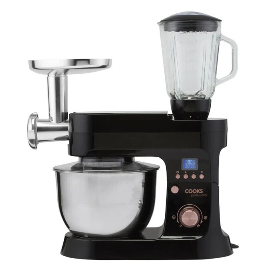 image 1 of Cooks Professional Multi Function Stand Mixer | 1200W | Large 6.2 Litre Mixing Bowl | 10 Speed Settings | Black & Rose Gold Black | Copper