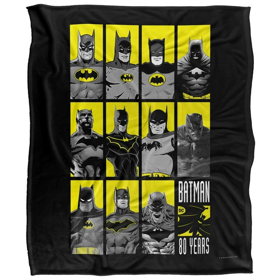 image 1 of Batman Character Montage 80th Blanket - Multicoloured - One Size