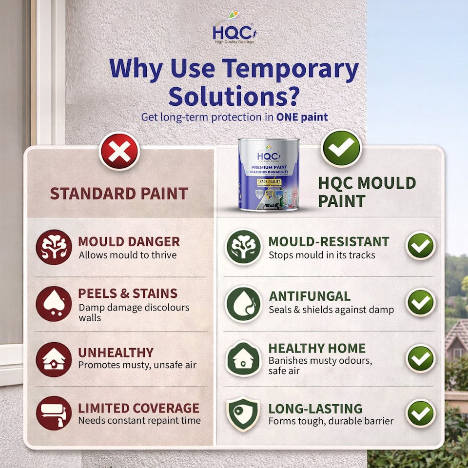 image 1 of HQC Anti Mould Paint - Prevents Mould on Interior Walls & Ceilings - Baby Pink - 1L