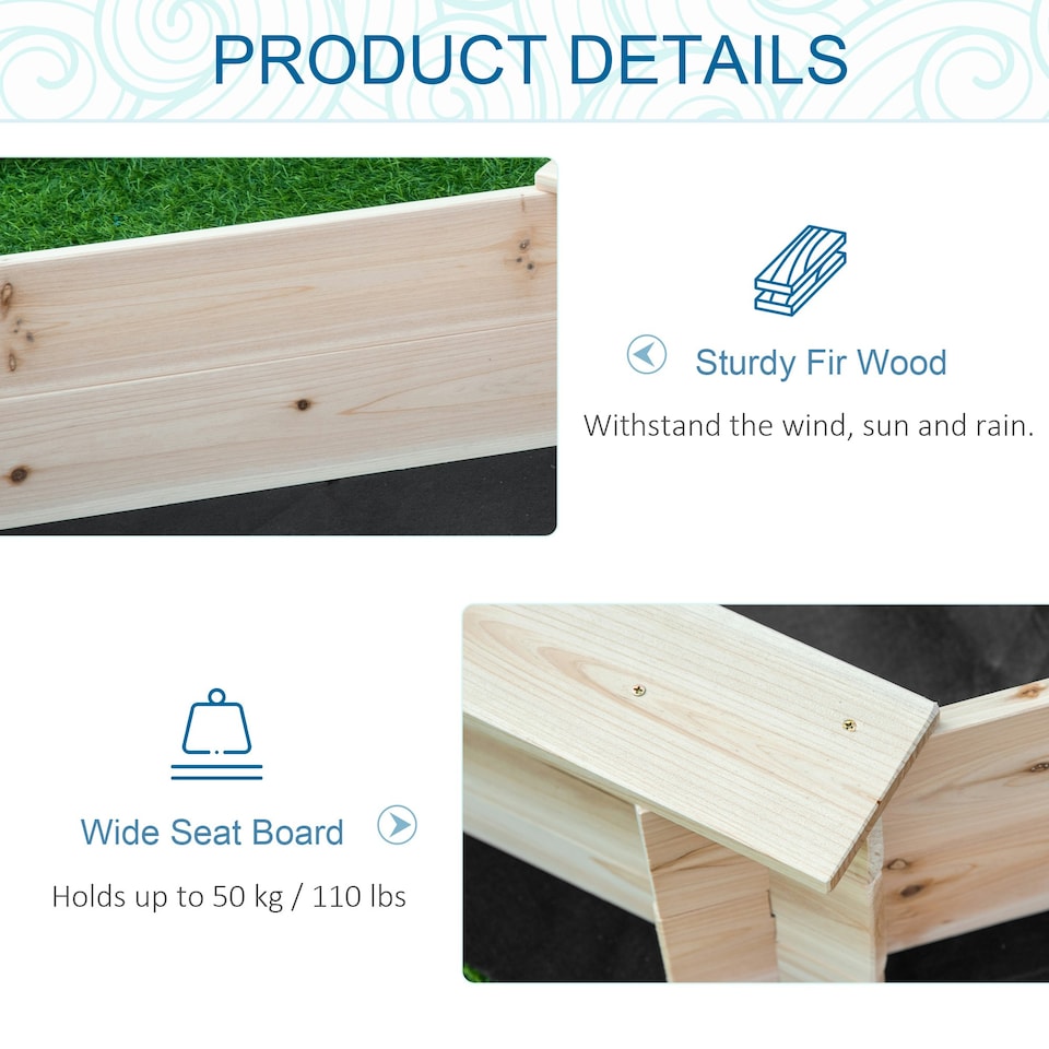 image 1 of Outsunny Kids Wooden Sand Pit Children Sandbox with Cover Outdoor Playset