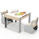 image 1 of COSTWAY Wooden Kids Table and Chair Set with Storage Grey