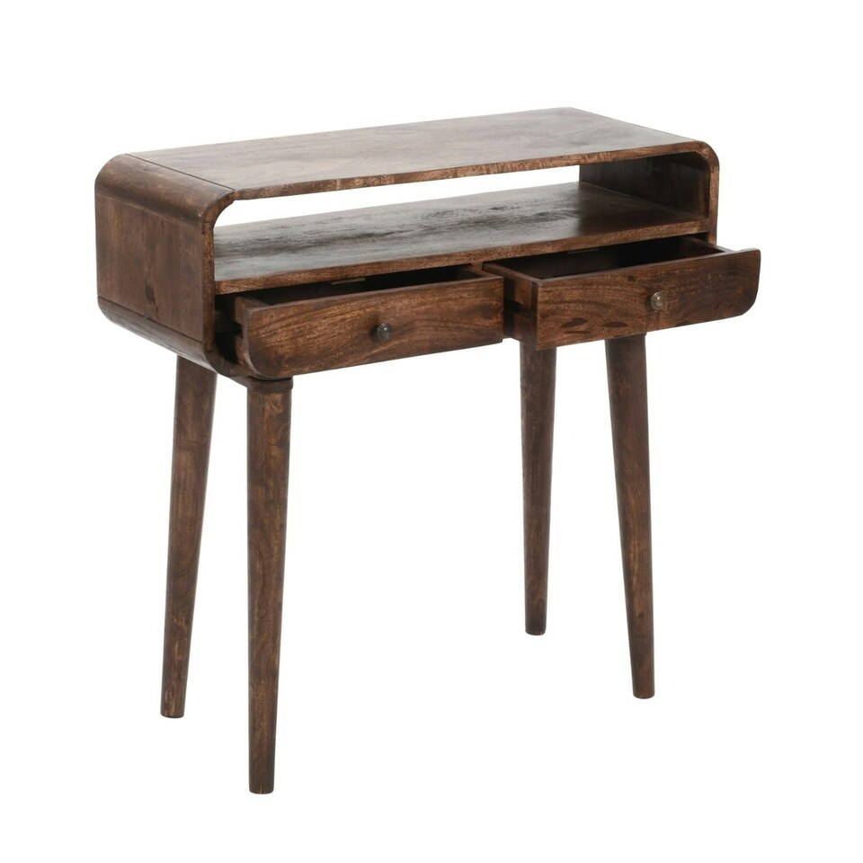 image 1 of Winnie Dark Mango Wood Console Table with 2 Drawers Brown