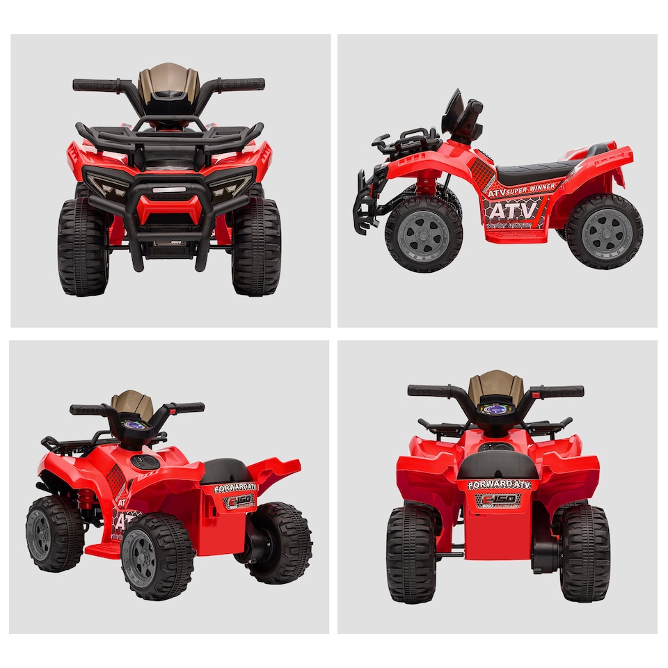 image 1 of HOMCOM 6V Kids Electric Ride on Car Toddlers Quad Bike All Terrain Vehicle Toy With Music for 18-36 months Red