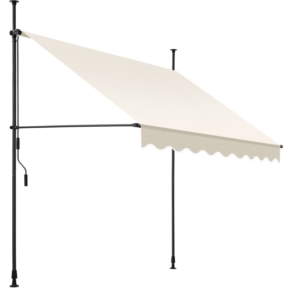 image 1 of Awning with hand crank - pressure fitted , height adjustable | Cream | beige | 200 x 180 cm | 1