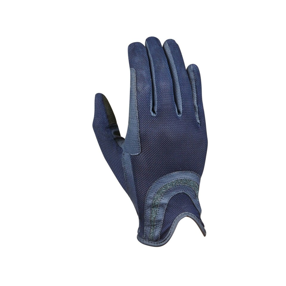 image 1 of Dublin Mesh Palm Goat Leather Glitter Riding Gloves - Navy - S Blue | S
