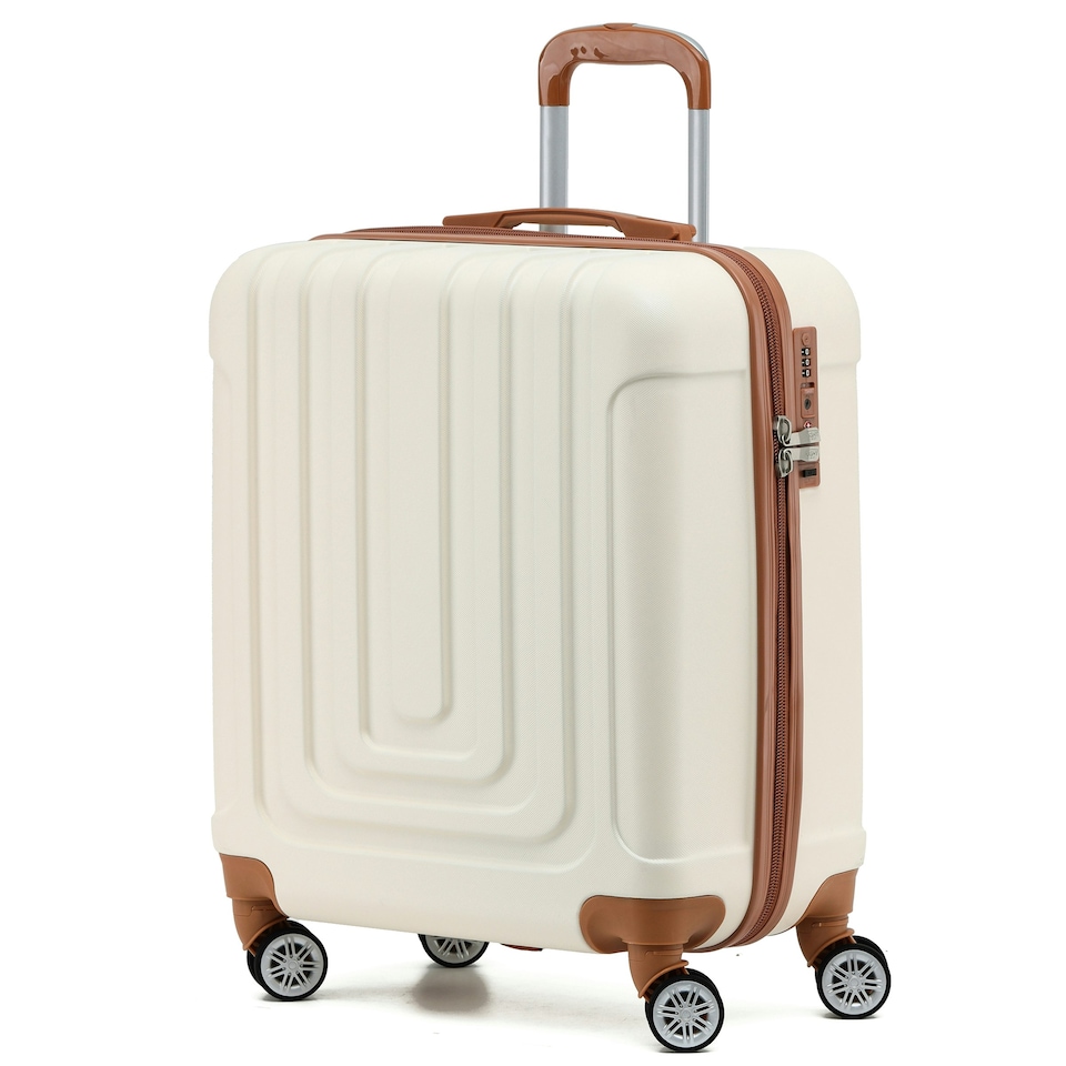 image 1 of Flight Knight Premium Hard Shell Lightweight Cabin Suitcase - 8 Spinner Wheels - Built-in TSA Lock & USB Port - easyJet Large Cabin Approved - 56x45x25cm Cream | Cream | Cabin Bag