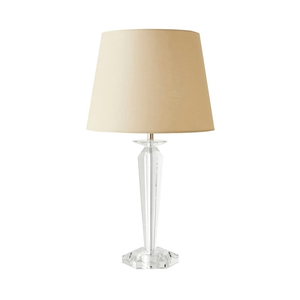 image 1 of ValueLights Modern Clear Genuine K9 Crystal Base Table Lamp With Beige Shade