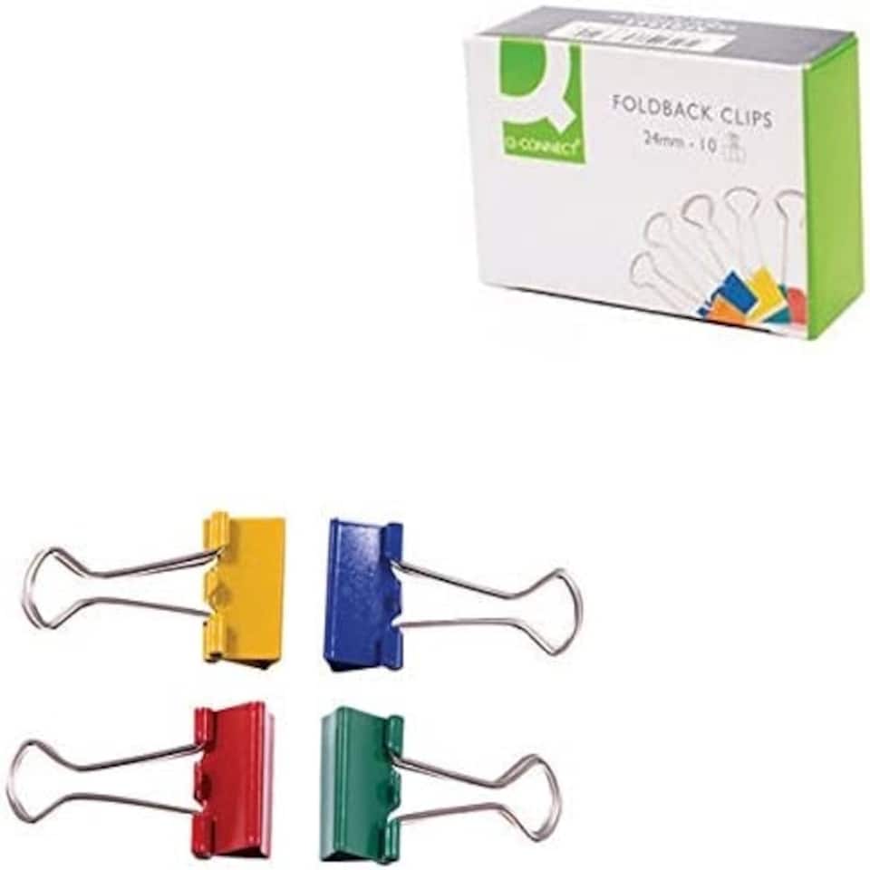 image 1 of Pack of 10 Assorted Foldback Clips 24mm