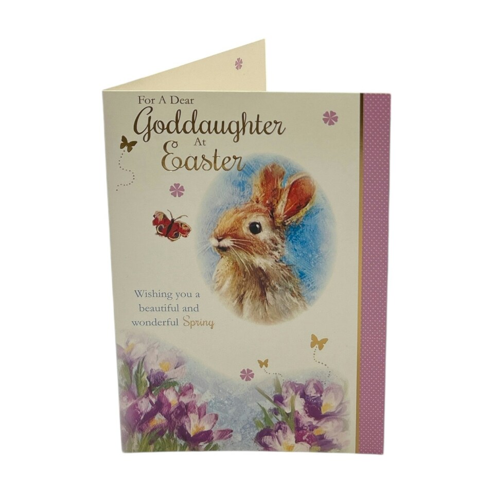 image 1 of For A Dear Goddaughter Cute Rabbit Floral Design Easter Card