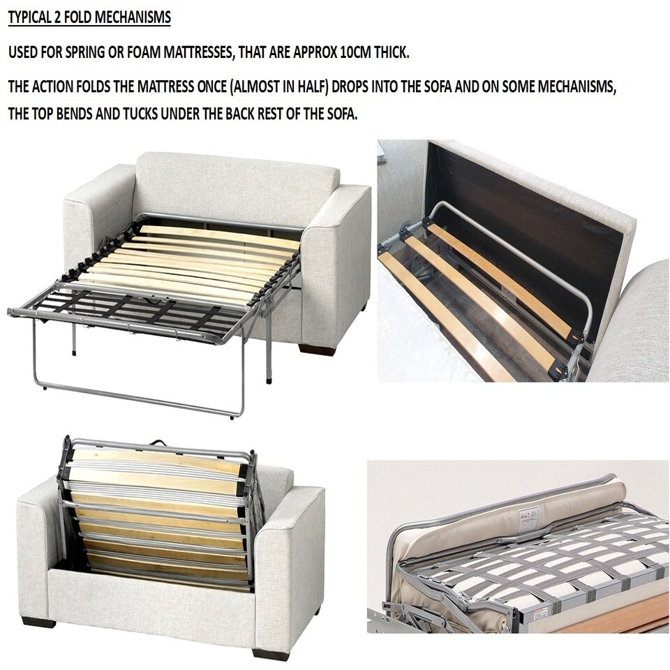 image 1 of Replacement Sofa Bed Mattress,Foam,2 Fold Metal Action Bed Settee Folding Mattress,Zip Cover N/A | Queen