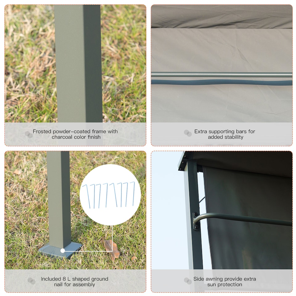 image 1 of Outsunny 2.2 x 1.4m BBQ Shelter, Outdoor Grill Gazebo Canopy with Shelves, Hanging Hooks, and Metal Frame, for Garden Patio Backyard