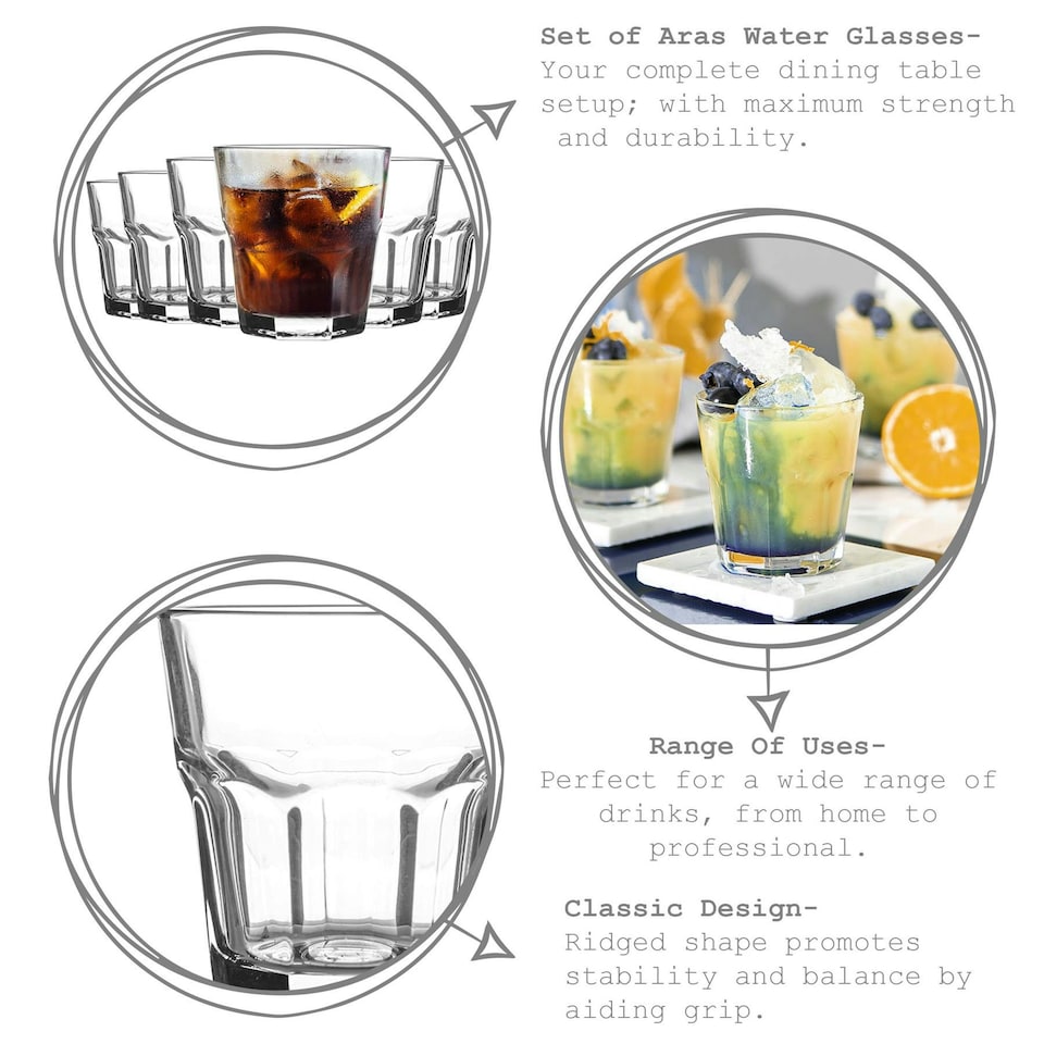 image 1 of LAV Aras Water Glasses - 200ml - Clear - Pack of 6 Clear