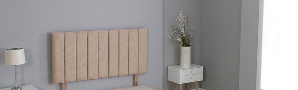 Beige Linen 9 Panel Headboard | Multi | 4FT6 Double 20"inch Headboard