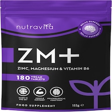 Nutravita ZM+ Supplements - Vegan Supplement Zinc Magnesium Vitamin B6 - Sleep Aid, Muscle Recovery, Supports Testosterone Levels - 180 Tablets