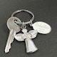 image 1 of Personalised Silver Plated Swirls & Hearts Godmother Angel Keyring