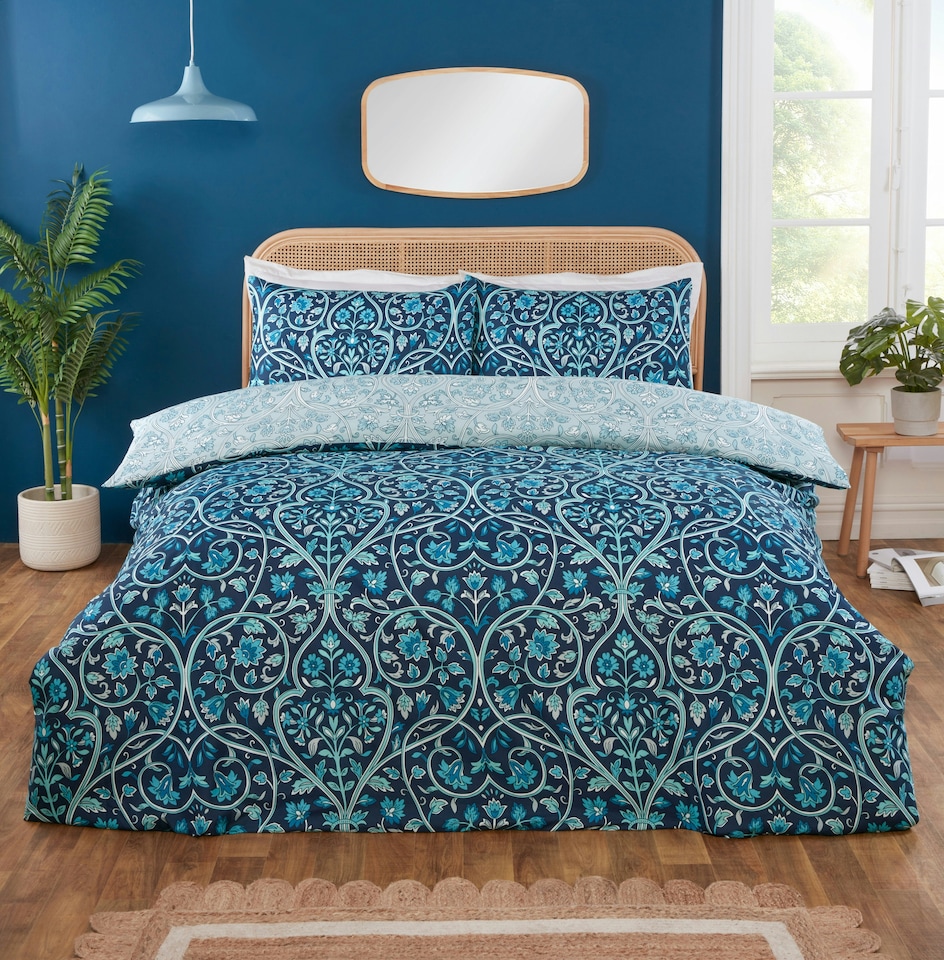 image 1 of Harrow Microfibre Floral Reversible Duvet Cover Set with Pillowcase | Brown | King | 1