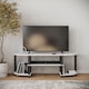 image 1 of URBNLIVING Wide TV Unit Stand S-Tube Entertainment Centre with Storage Shelf, Modern Living Room Cabinet | Cream | White with Black Legs | One Size | 1