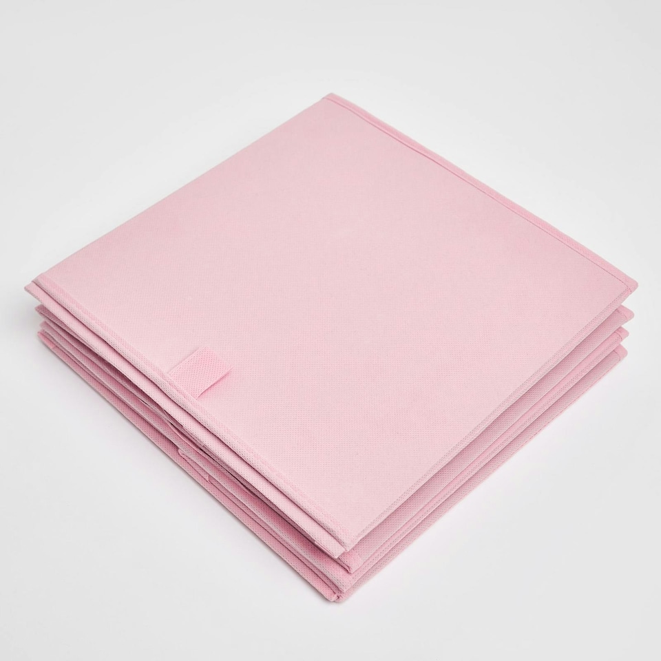 image 1 of OHS 2 x Plain Folding Storage Cube Boxes, 27x27cm - Blush Pink
