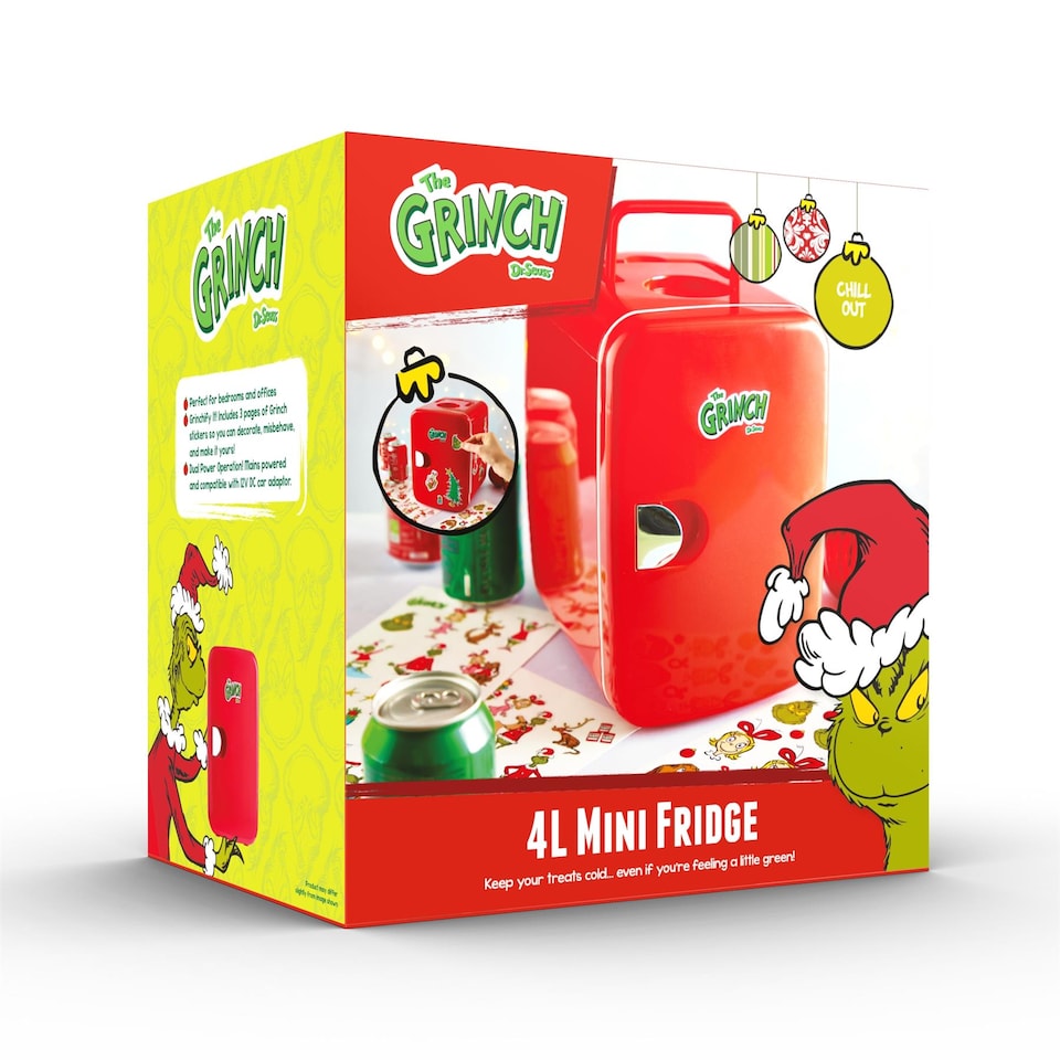 image 1 of The Grinch Mini Fridge 4L With Cooling And Warming Modes Red