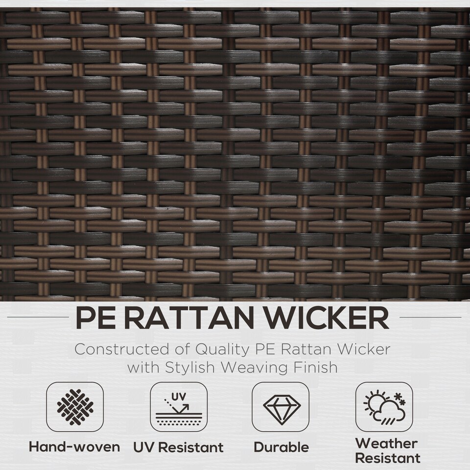 image 1 of Outsunny 3 Pieces Rattan Garden Furniture Sofa Set, 4 Seater Garden Corner Sofa with 5-Level Reclining Sun Lounger and Storage Coffee Table, Outdoor Furniture Conservatory Set with Cushions, Brown