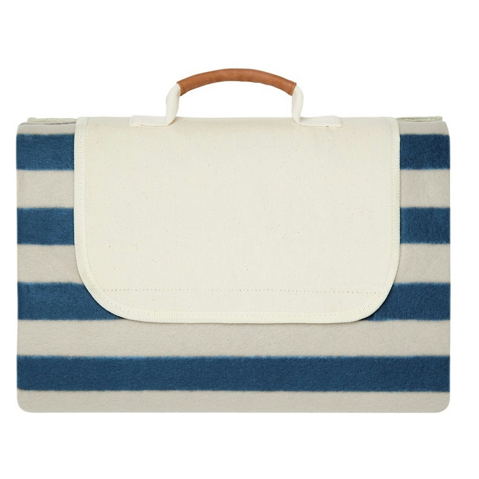 image 1 of Vinga Alba RPET Striped Picnic Blanket - Navy - 0.5cm x 200cm x 150cm Blue | 0.5cm x 200cm x 150cm