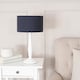 image 2 of ValueLights Victoria White Wood Table Lamp Navy Blue Shade and Bulb