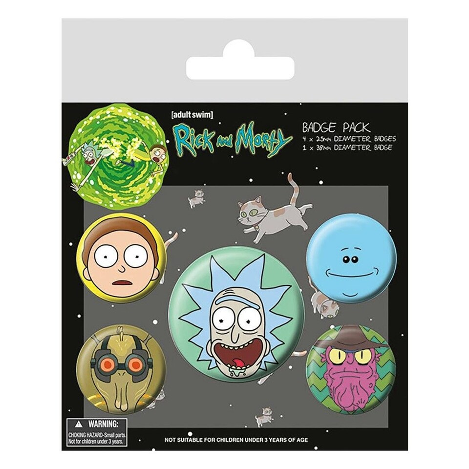 image 1 of Rick And Morty Heads Badge (Pack of 5) - Multicoloured - One Size