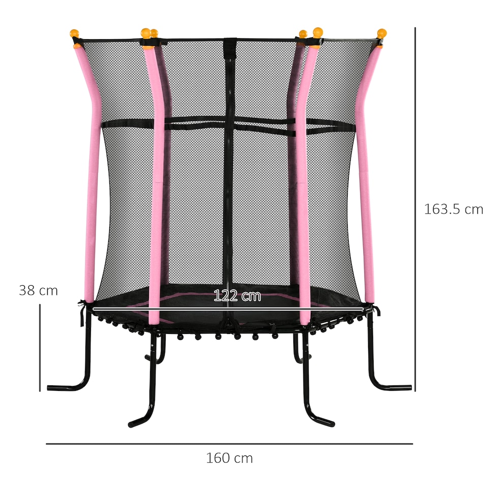 image 1 of HOMCOM 5.4FT Kids Trampoline With Enclosure Indoor Outdoor | Pink | Pink