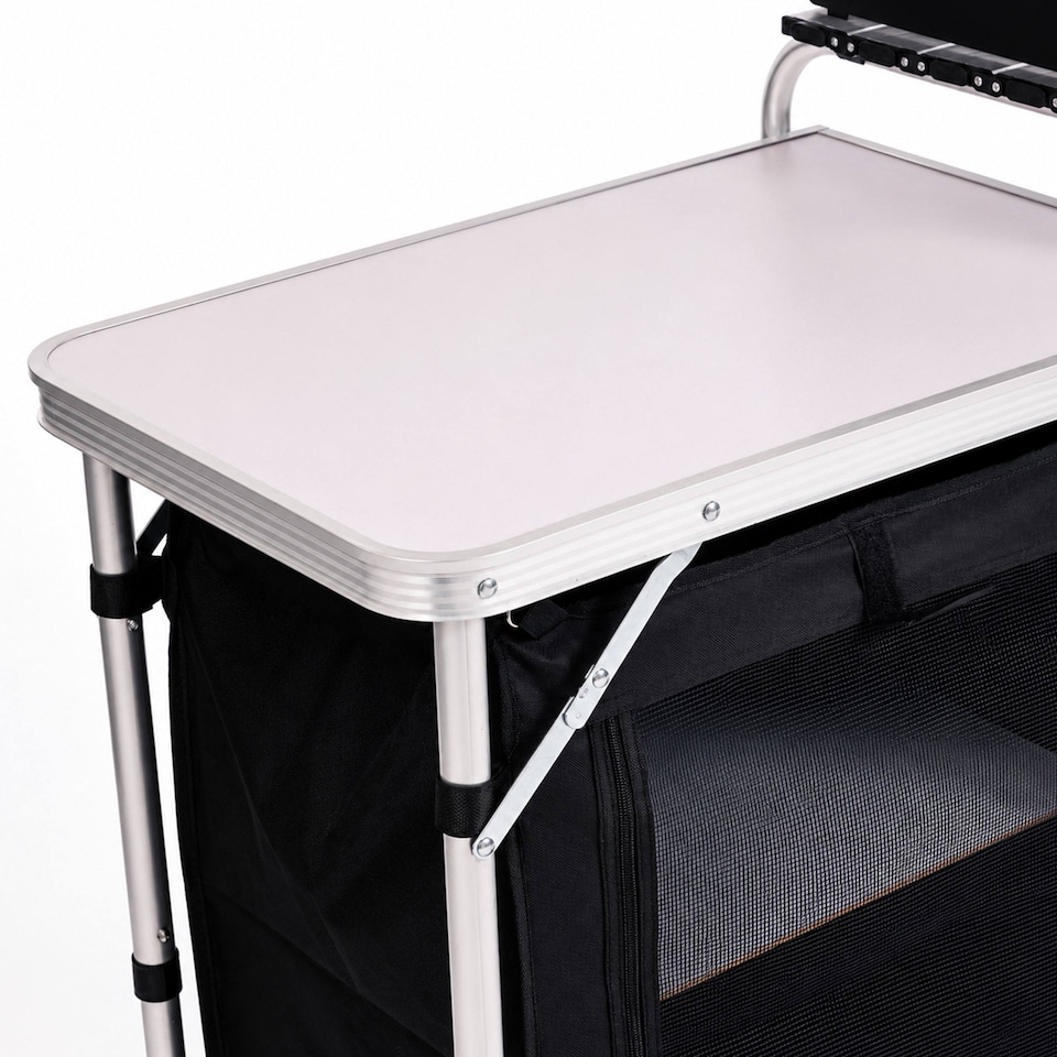 image 1 of Large Portable Folding Outdoor Aluminium Camping Travel Kitchen Work Top | Black